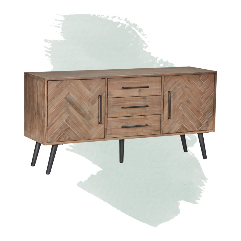 Mercury Row® Archer 65'' Wide 3 Drawer Acacia Solid Wood Buffet Table